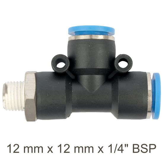 Pu Hose Fitting Tee 12mm X 12mm X 1/4"m